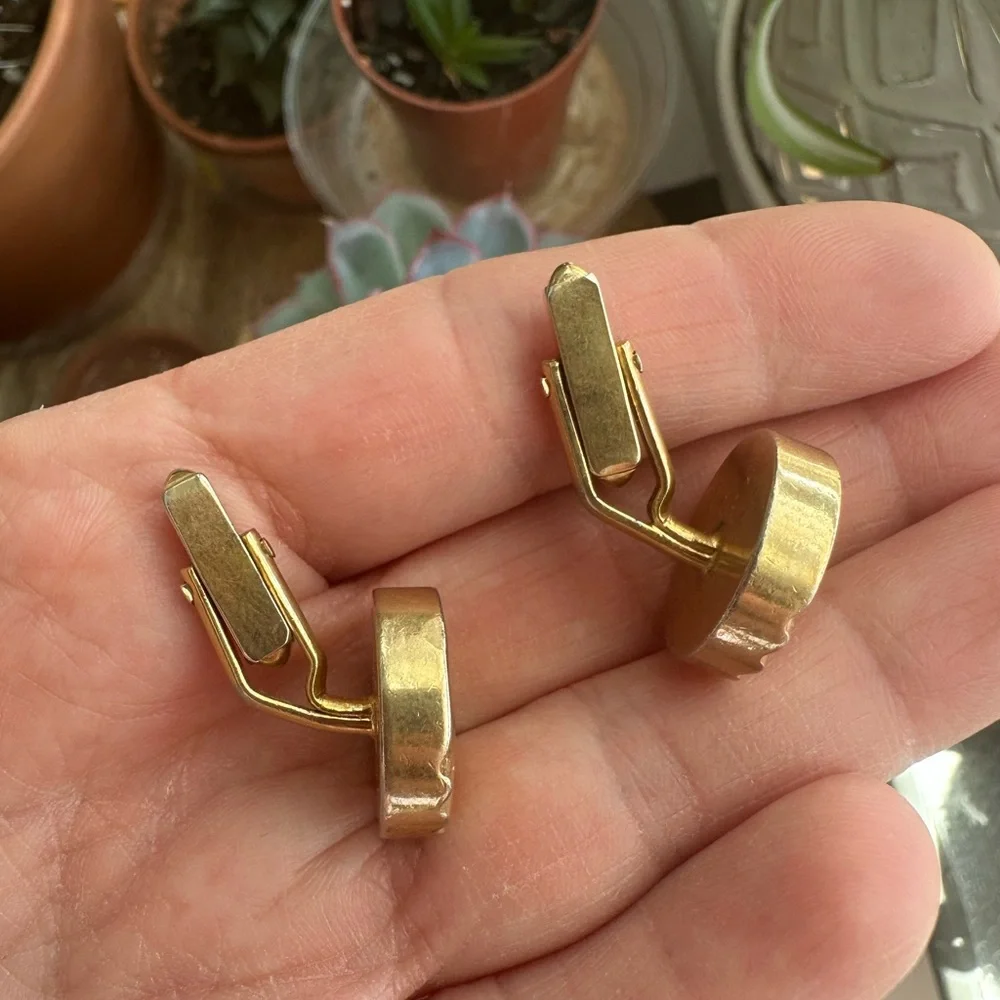 SWANK Gold-tone Round Mid-Century Modern Cufflinks